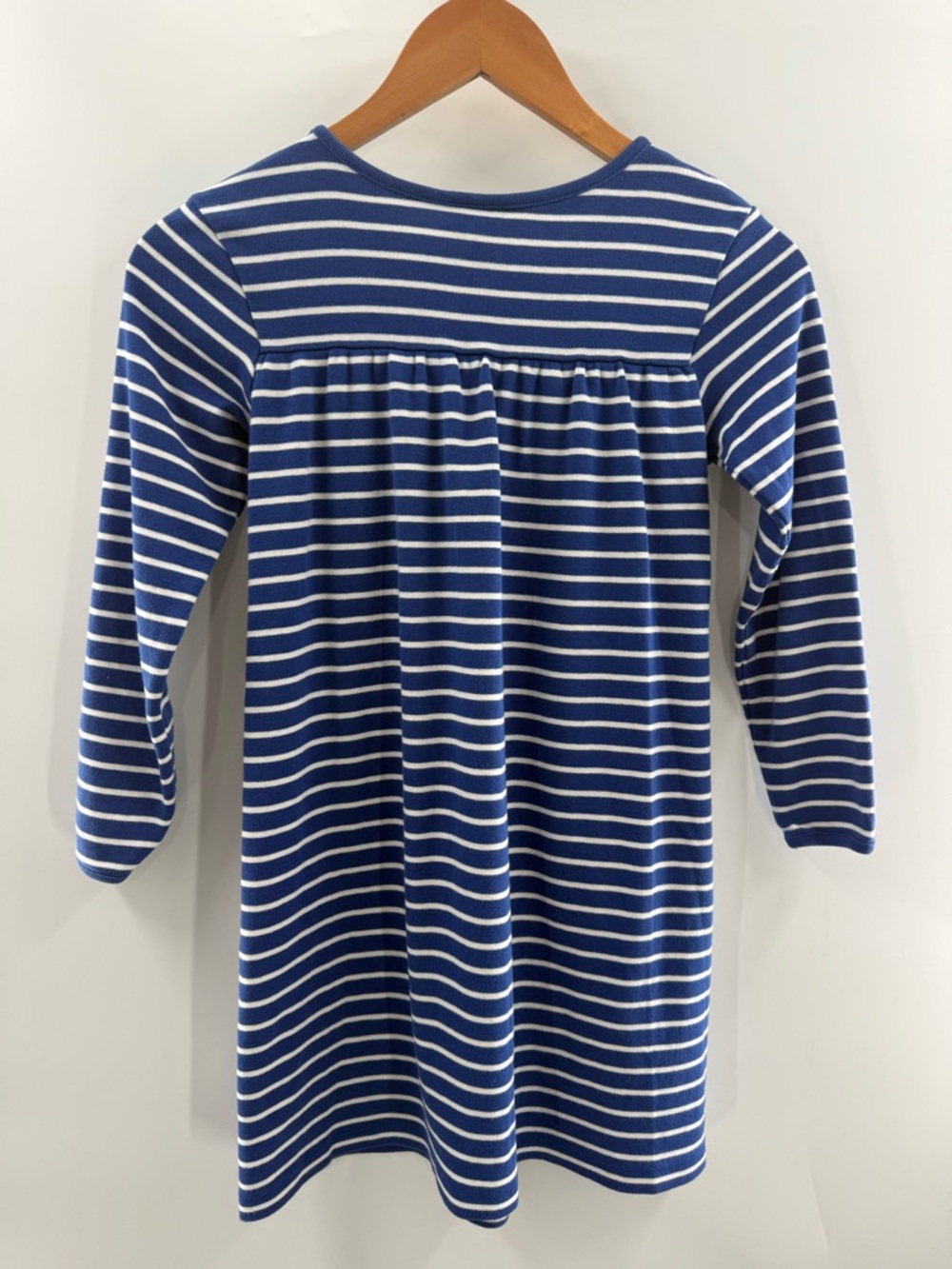 Hanna Andersson Girl’s Long Sleeve 100% Cotton Blue White Stripe Dress Size 8 - Picture 5 of 8